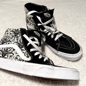 Vans sk8 skull tapestry streetwear skater Sneakers black and white high top